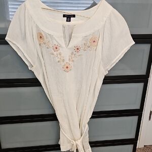 Tommy Hilfiger Cream Blouse with Embellished Tie Front